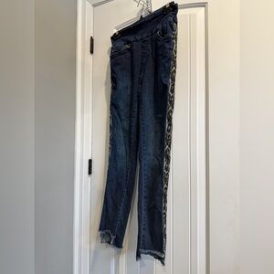 LISETTE Dark Blue Jeans with Leopard Accents